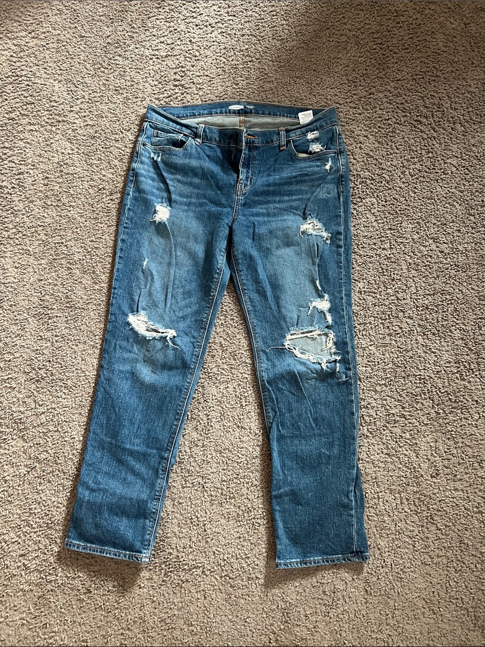 Old Navy Distressed Boyfriend Jeans - Blue Denim